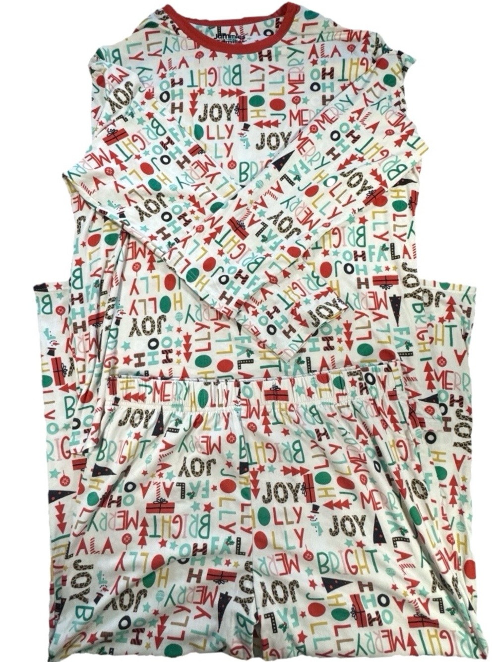 Jammies For Your Families Christmas Pajama Set XL Holly Jolly Fuzzy Lounge PJs